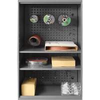 Abrasive Storage Cabinet with Pegboard, Steel, 19-7/8" x 14-1/4" x 32-3/4", Grey Quali-T-Solutions