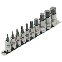 HSW3812-10 SAE Bit Socket Set, Hex, 1/2"/3/8" Drive, 10 Pcs Quali-T-Solutions