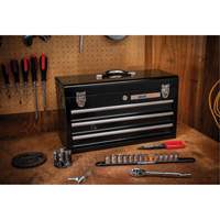 Boîte &agrave; outils portative, 20" la, 3 tiroirs, Noir Quali-T-Solutions