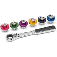 Jeu de douilles m&eacute;triques magn&eacute;tiques &agrave; 6 pans pour bouchon de vidange d'huile, 7 Morceaux, Prise de 3/8" Quali-T-Solutions