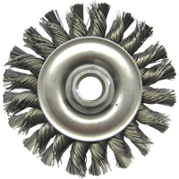 Brosses m&eacute;talliques &agrave; touret, Dia. 4", Fils 0,02", Arbre 5/8"-11, Acier Quali-T-Solutions