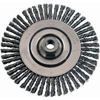 Brosses m&eacute;talliques &agrave; touret, Dia. 4-7/8", Fils 0,02", Arbre 5/8"-11, Acier inoxydable Quali-T-Solutions