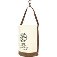 Leather-Bottom Bucket, 17" H, Canvas, White Quali-T-Solutions