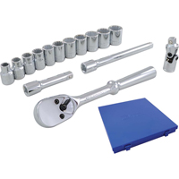 Jeu de douilles et accessoires, 15 Mcx, Prise de 3/8" Quali-T-Solutions