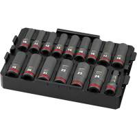 Jeu de douilles profondes 3/8" Shockwave Impact Duty Packout, 16 Mcx, Chocs, Prise de 1/2", Profond Quali-T-Solutions
