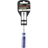 Blue Transparent Striped Slotted Screwdriver, 1/8" Tip, Round, Plastic Handle Quali-T-Solutions