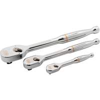 Ensemble de rochet &agrave; t&ecirc;te en goutte enti&egrave;rement polie avec prises 1/4", 3/8" & 1/2" 120XP Quali-T-Solutions