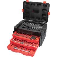 Jeu d'outils manuels pour m&eacute;canicien 1/4", 3/8" & 1/2" avec mallette de transport &agrave; 3 tiroirs Quali-T-Solutions