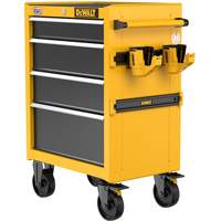 Coffre &agrave; outil roulant robuste, 4 tiroirs, 26" la x Jaune Quali-T-Solutions