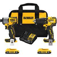 Brushless Compact Cordless 1/2" Hammer Drill & 1/4" Impact Driver Kit, Lithium-Ion, 20 V Quali-T-Solutions