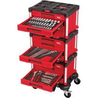 Ensemble maître de 366 outils &agrave; main pour m&eacute;caniciens avec tiroirs PACKOUT et diable, 16-3/10" x 22-1/5" x 48-5/8", Noir/Rouge Quali-T-Solutions