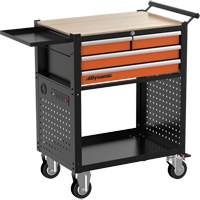 Chariot utilitaire, 4 tiroirs, Noir/Orange Quali-T-Solutions
