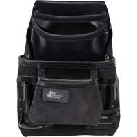 Phantom Collection Heavy-Duty Nail & Tool Bag, Leather, 10 Pockets, Black Quali-T-Solutions