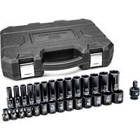 6-Point Metric Socket Set, 29 Pcs, Impact, 3/8" Drive Size, Deep Quali-T-Solutions