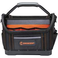 Sac ouvert de 14" pour outils d'ouvrier, 1680 Denier/Polyester, 25 pochettes, Noir/Gris/Orange Quali-T-Solutions