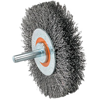 Mounted Wire Brush, 1-3/8" Dia., 0.008" Fill, 1-1/4" Arbor Quali-T-Solutions