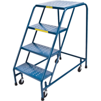 Rolling Step Ladder, 4 Steps, 18" Step Width, 37" Platform Height, Steel Quali-T-Solutions