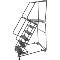 &eacute;chelles roulantes avec pied verrouillable activ&eacute; par le poids, 12 marches, Largeur de la marche 24", Hauteur de la plateforme 120", Acier Quali-T-Solutions
