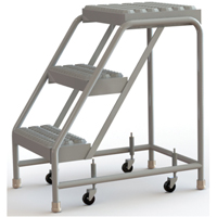 &eacute;chelles roulantes, 3 marches, Largeur de la marche 16", Hauteur de la plateforme 30", Aluminium Quali-T-Solutions