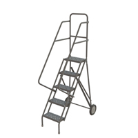 &eacute;chelles roulantes en acier, 5 marches, Largeur de la marche 16", Hauteur de la plateforme 50", Acier Quali-T-Solutions