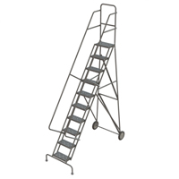 Steel Rolling Ladder, 10 Steps, 16" Step Width, 100" Platform Height, Steel Quali-T-Solutions