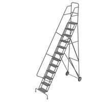 &eacute;chelles roulantes en acier, 12 marches, Largeur de la marche 16", Hauteur de la plateforme 120", Acier Quali-T-Solutions