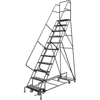All Directional Rolling Ladder, 11 Steps, 24" Step Width, 110" Platform Height, Steel Quali-T-Solutions