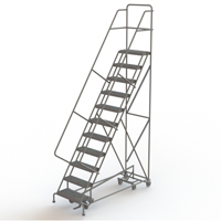 All Directional Rolling Ladder, 11 Steps, 24" Step Width, 110" Platform Height, Steel Quali-T-Solutions