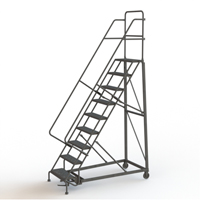 Heavy Duty Rolling Ladder, 9 Steps, 24" Step Width, 90" Platform Height, Steel Quali-T-Solutions