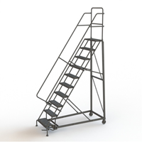 &eacute;chelles roulantes robustes, 10 marches, Largeur de la marche 24", Hauteur de la plateforme 100", Acier Quali-T-Solutions