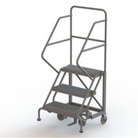 Safety Slope Rolling Ladder, 3 Steps, Serrated, 50° Incline, 30" High Quali-T-Solutions