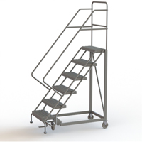 Safety Slope Rolling Ladder, 6 Steps, Serrated, 50° Incline, 60" High Quali-T-Solutions
