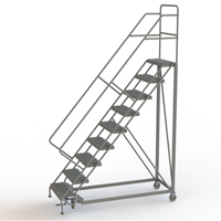 Safety Slope Rolling Ladder, 9 Steps, Serrated, 50° Incline, 90" High Quali-T-Solutions