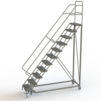 Safety Slope Rolling Ladder, 11 Steps, Serrated, 50° Incline, 110" High Quali-T-Solutions