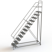 Safety Slope Rolling Ladder, 12 Steps, Serrated, 50° Incline, 120" High Quali-T-Solutions