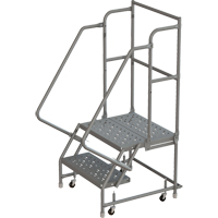 Deep Top Step Rolling Ladder, 2 Steps, 16" Step Width, 20" Platform Height, Steel Quali-T-Solutions