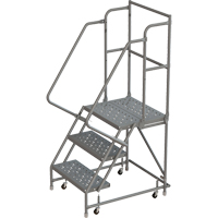 Escabeaux roulants &agrave; dessus profond, 3 marches, Largeur de la marche 16", Hauteur de la plateforme 30", Acier Quali-T-Solutions