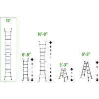 Telescoping Multi-Position Ladder, 2.916' - 9.75', Aluminum, 300 lbs., CSA Grade 1A Quali-T-Solutions
