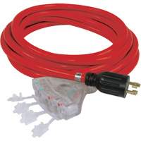 Generator Extension Cord with Quad Tap, STW, 10 AWG, 20 A, 4 Outlet(s), 25' Quali-T-Solutions