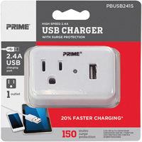 Prime&reg; USB Charger with Surge Protector Quali-T-Solutions