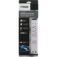 USB Charging Surge Protectors, 4 Outlets, 1200 J, 1875 W, 4' Cord Quali-T-Solutions