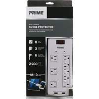 USB Charging Surge Protectors, 8 Outlets, 2400 J, 1875 W, 6' Cord Quali-T-Solutions