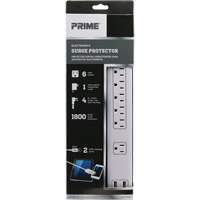 USB Charging Surge Protectors, 6 Outlets, 1800 J, 1875 W, 4' Cord Quali-T-Solutions