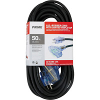 Cordon rallonge All-Rubber, Ext&eacute;rieur, SJOOW, AWG 12/3, 15 A, 3 prise(s), 50' Quali-T-Solutions