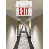 Exit Sign with Security Lights, LED, Battery Operated/Hardwired, 12-1/10" L x 11" W, English Quali-T-Solutions