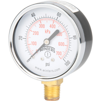 Pressure Gauge, 2-1/2" , 0 - 100 psi, Bottom Mount, Analogue Quali-T-Solutions